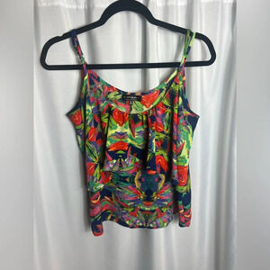 Cotton On Woman’s Floral Tropical Tank Flowy Size M Vacation Beach Lightweight